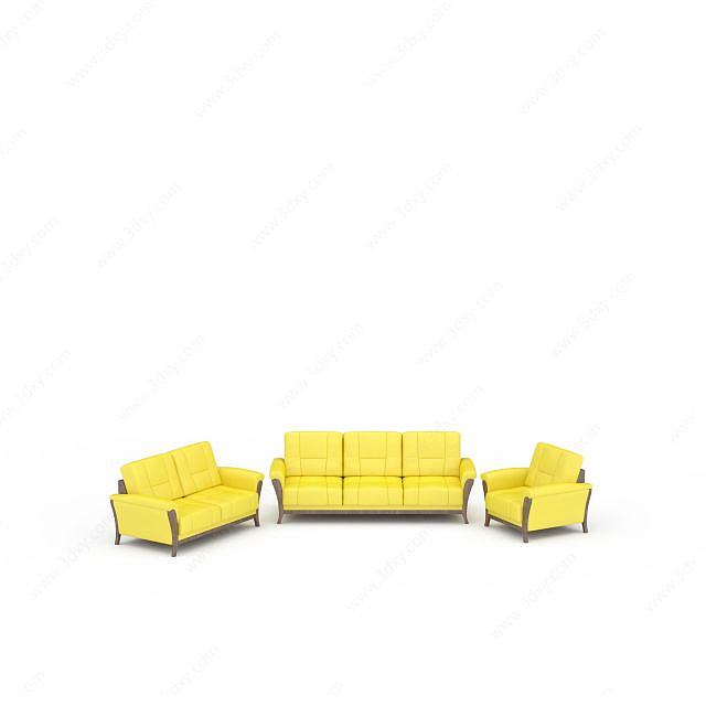 黄色沙发组合3D模型