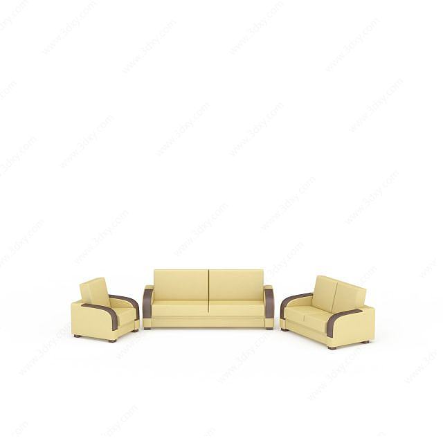 黄色沙发组合3D模型
