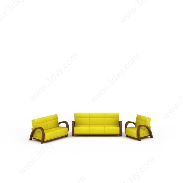 创意黄色沙发3D模型