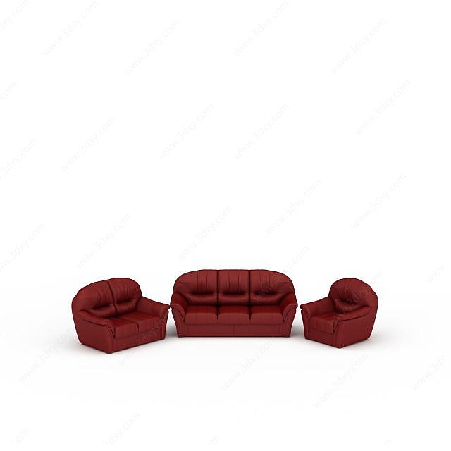 豪华红色沙发3D模型