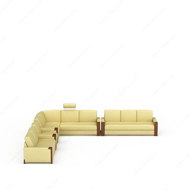L型黄色沙发3D模型