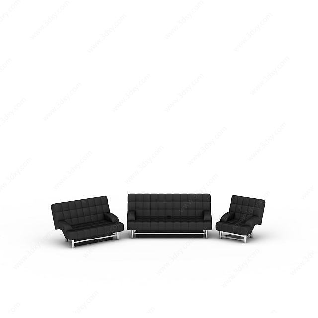 黑色多人沙发3D模型