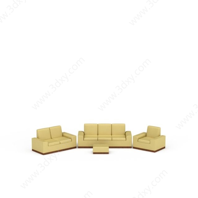 现代黄色沙发3D模型