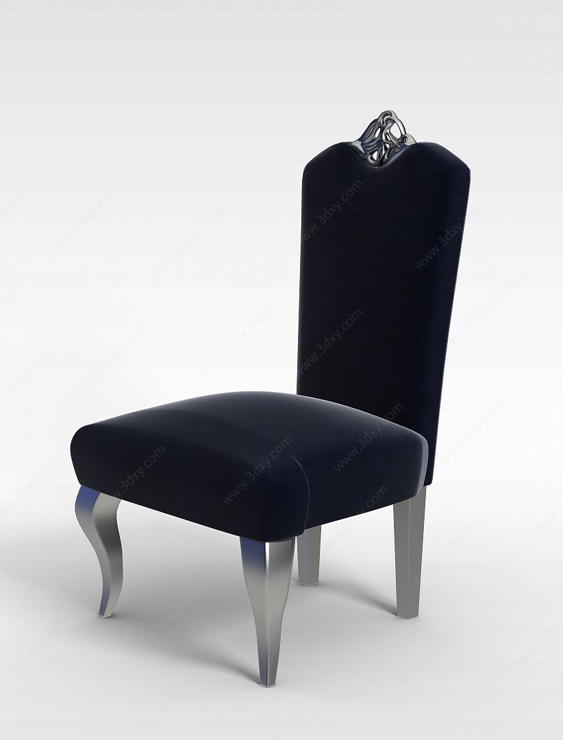 蓝色布艺椅子3D模型