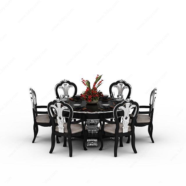 欧式黑色桌椅3D模型