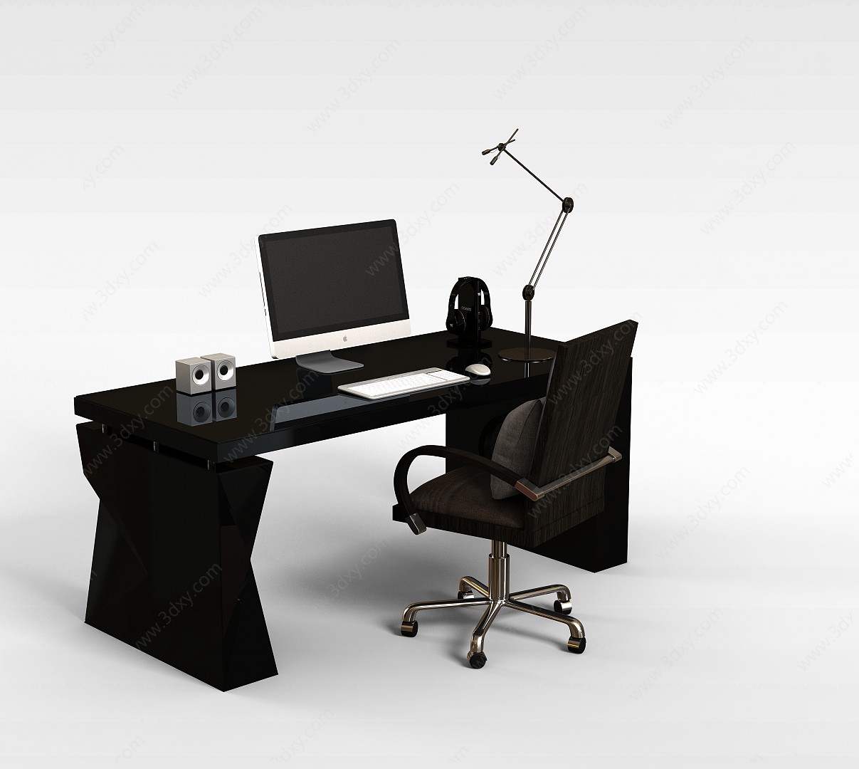现代黑色办公桌3D模型