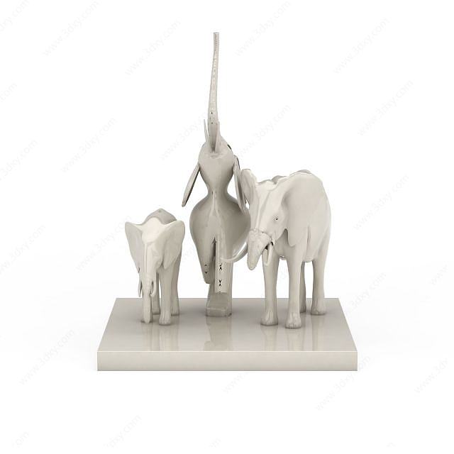 石质白象饰品3D模型