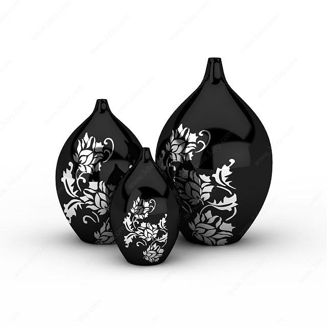 黑色陶瓷梅瓶3D模型