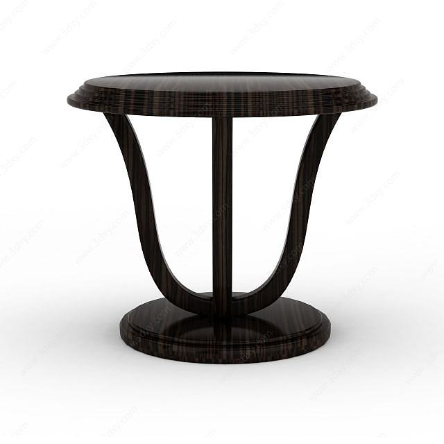 黑色木质凳子3D模型