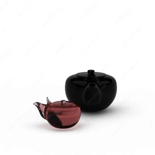 黑色陶瓷茶壶3D模型