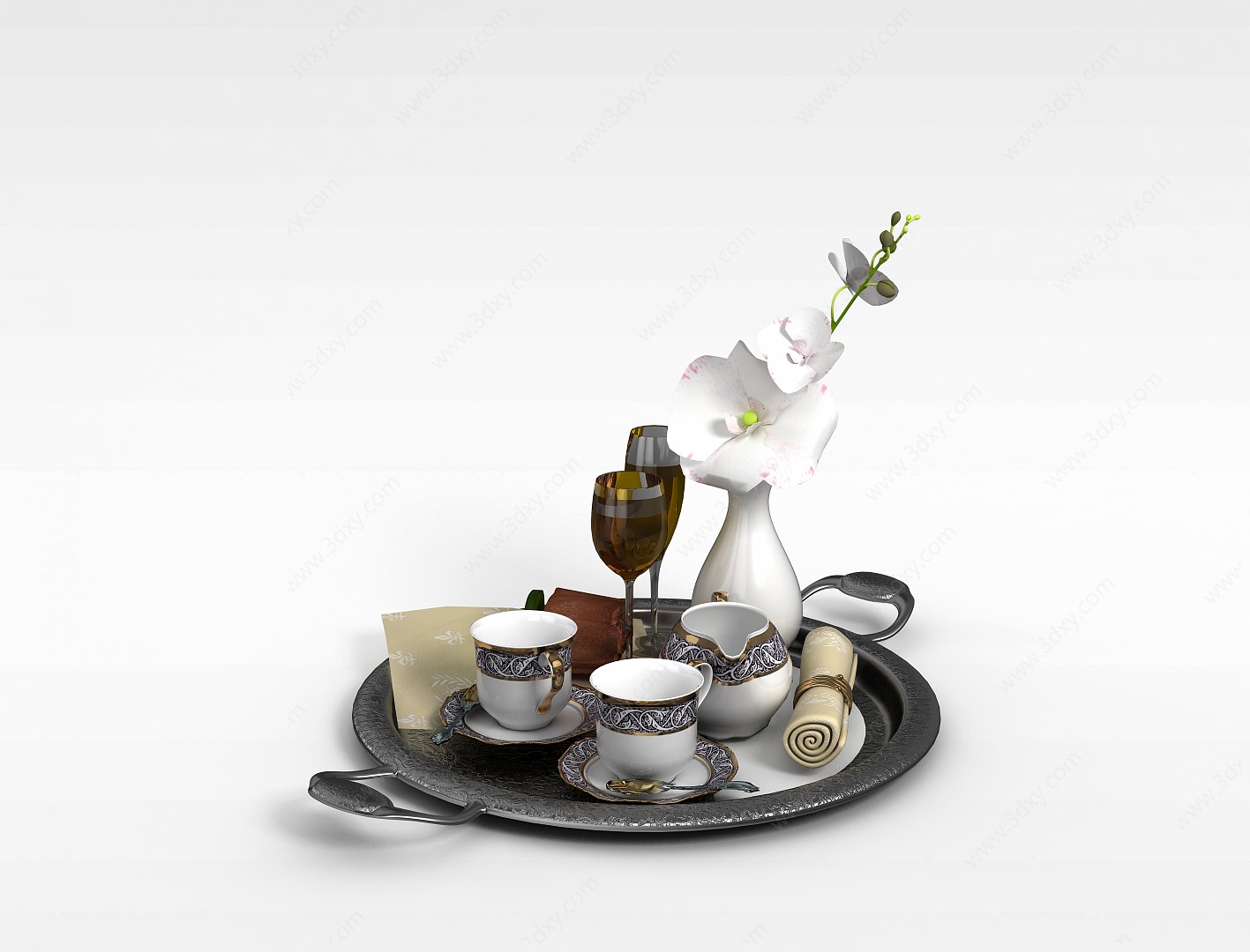 欧式餐具组合3D模型