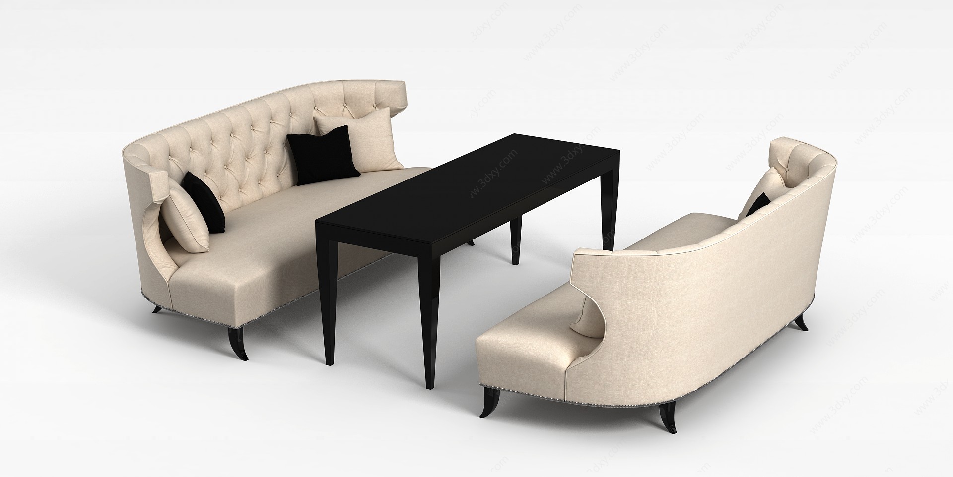 米色布艺沙发3D模型