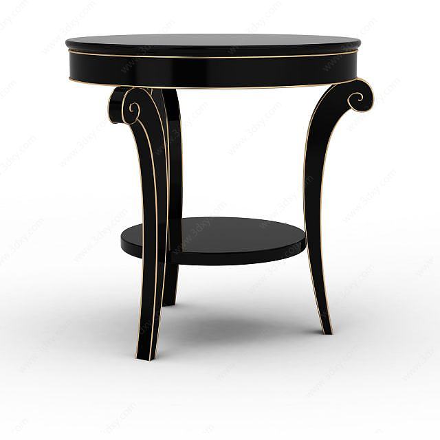 黑色木质凳子3D模型