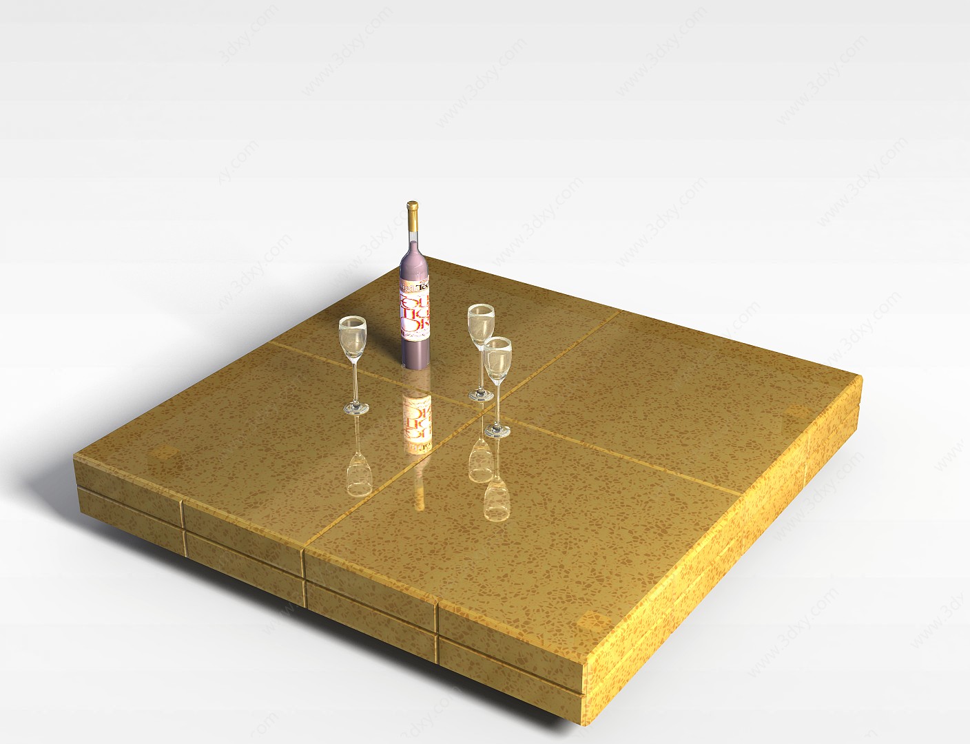 金色方桌3D模型