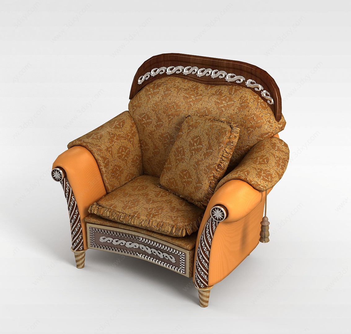 橘色单人沙发3D模型