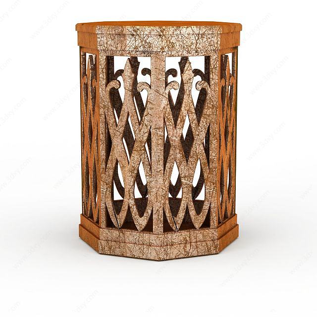 木质镂空凳子3D模型