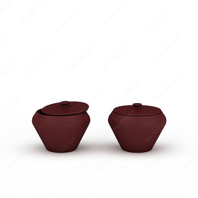 红色陶瓷罐3D模型