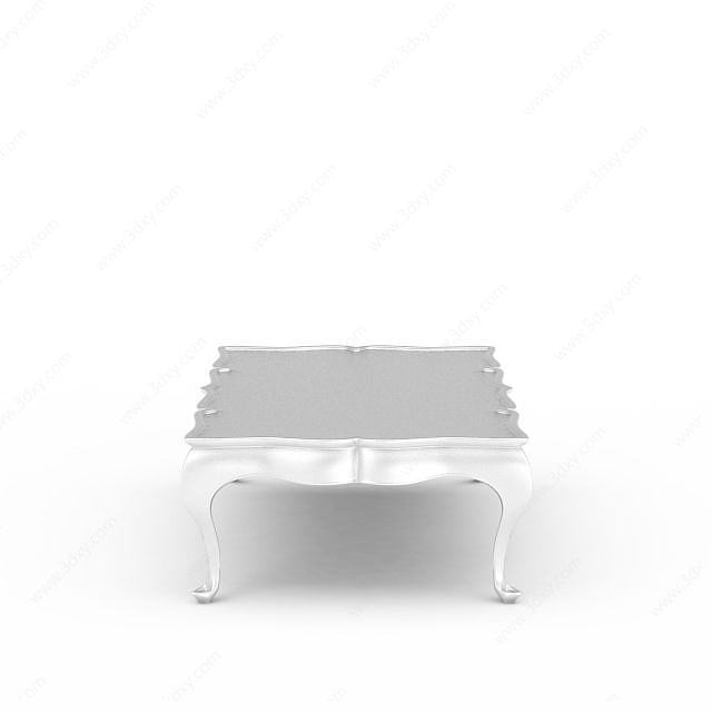欧式白色餐桌3D模型