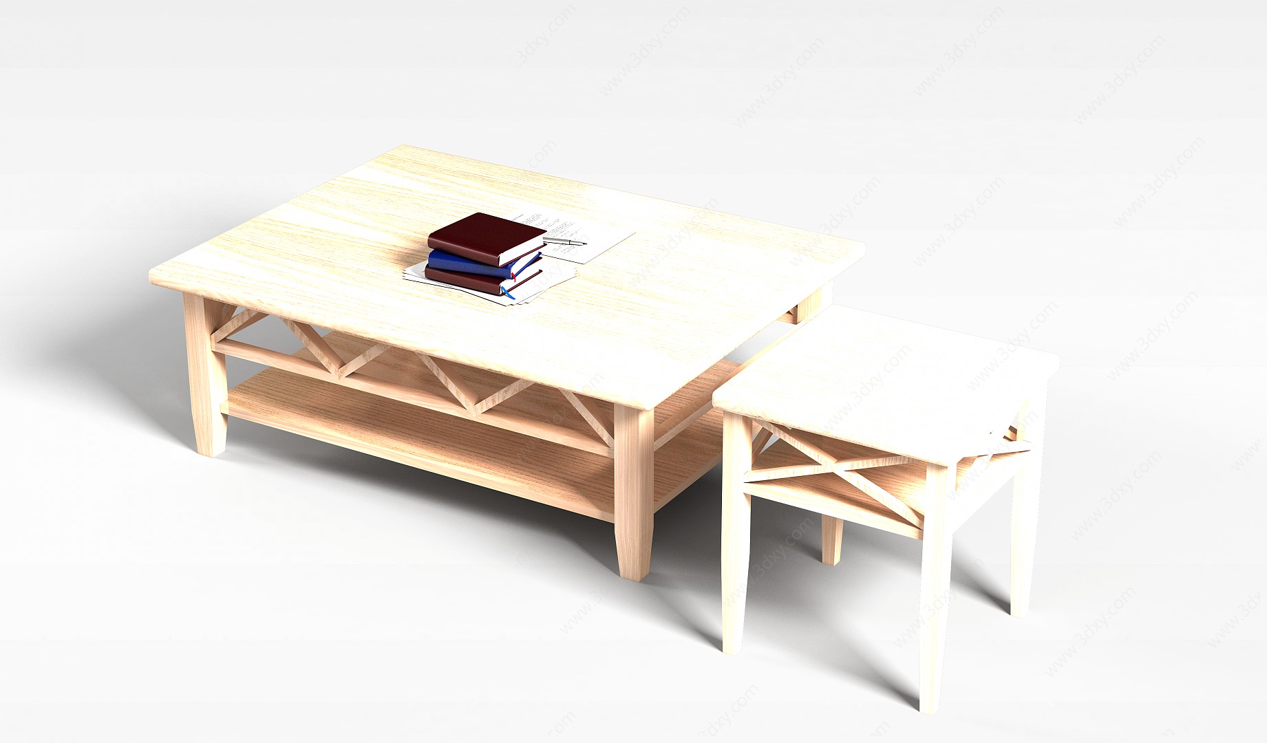 原色木质方桌3D模型
