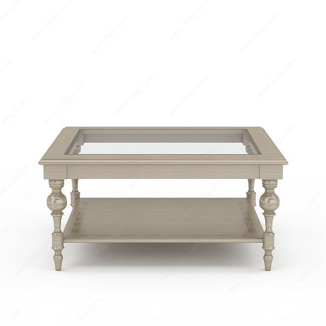 白色欧式桌子3D模型