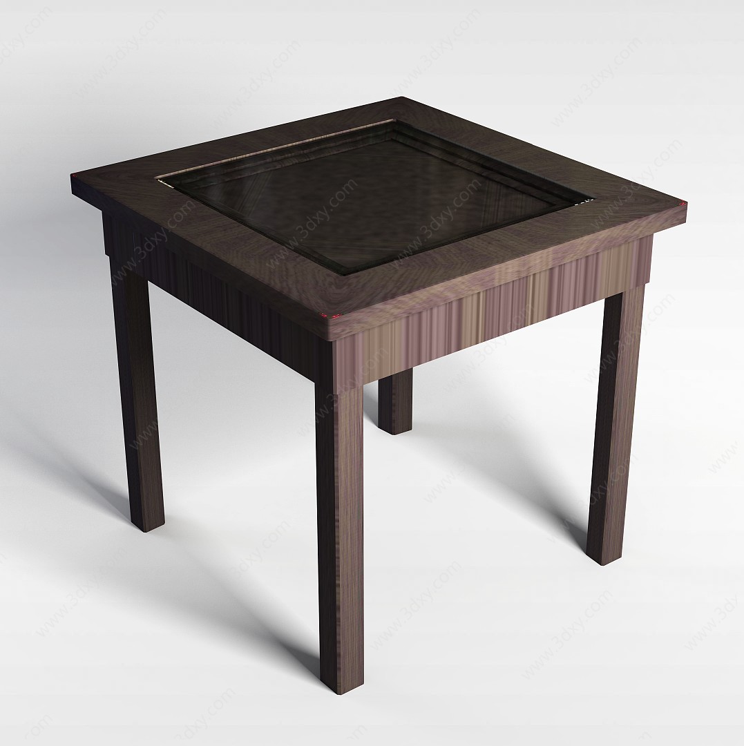 四方褐色木桌3D模型