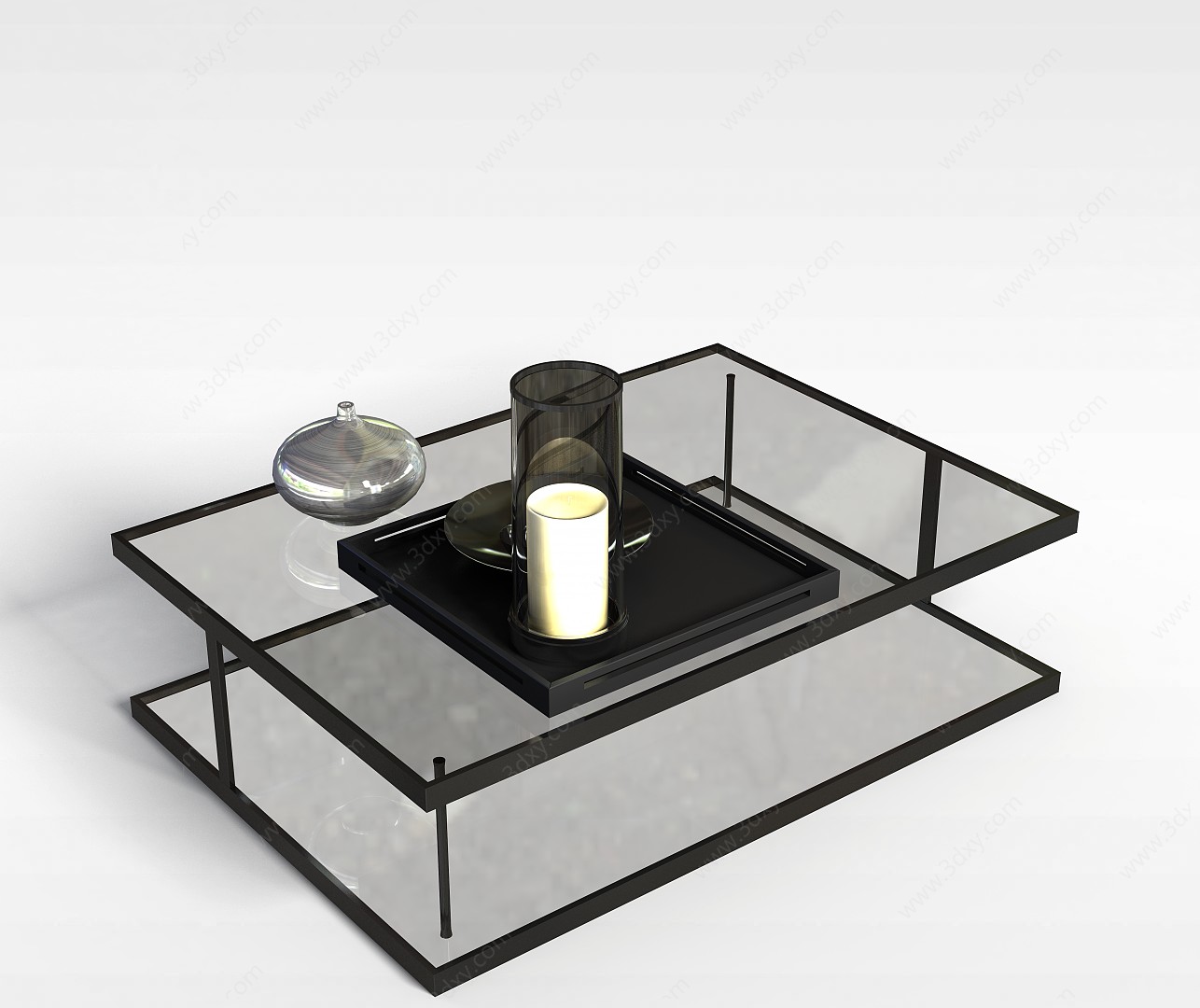 四方玻璃桌3D模型