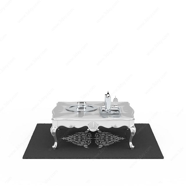 白色欧式桌子3D模型