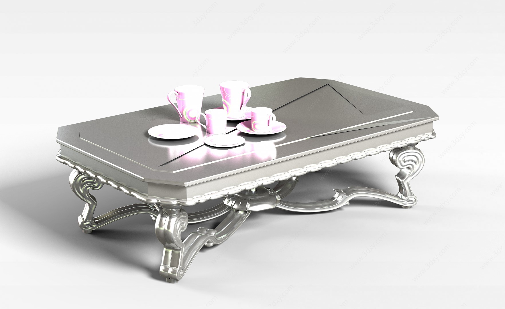 银色式桌子3D模型