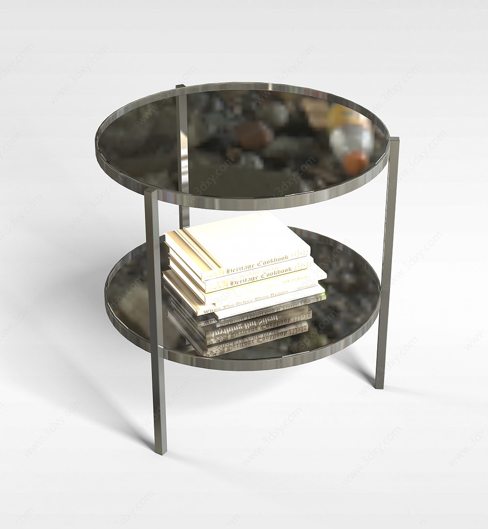 银色双层桌3D模型