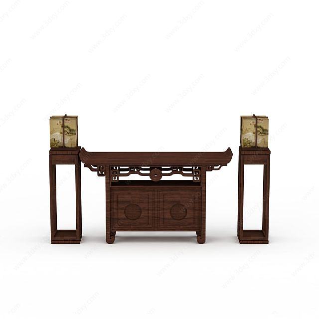 中式复古木制柜子3D模型