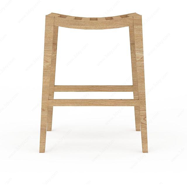 木制高脚凳3D模型