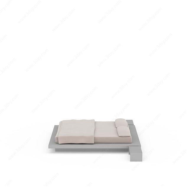 平板双人床3D模型