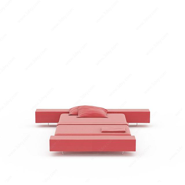 粉色折叠床3D模型