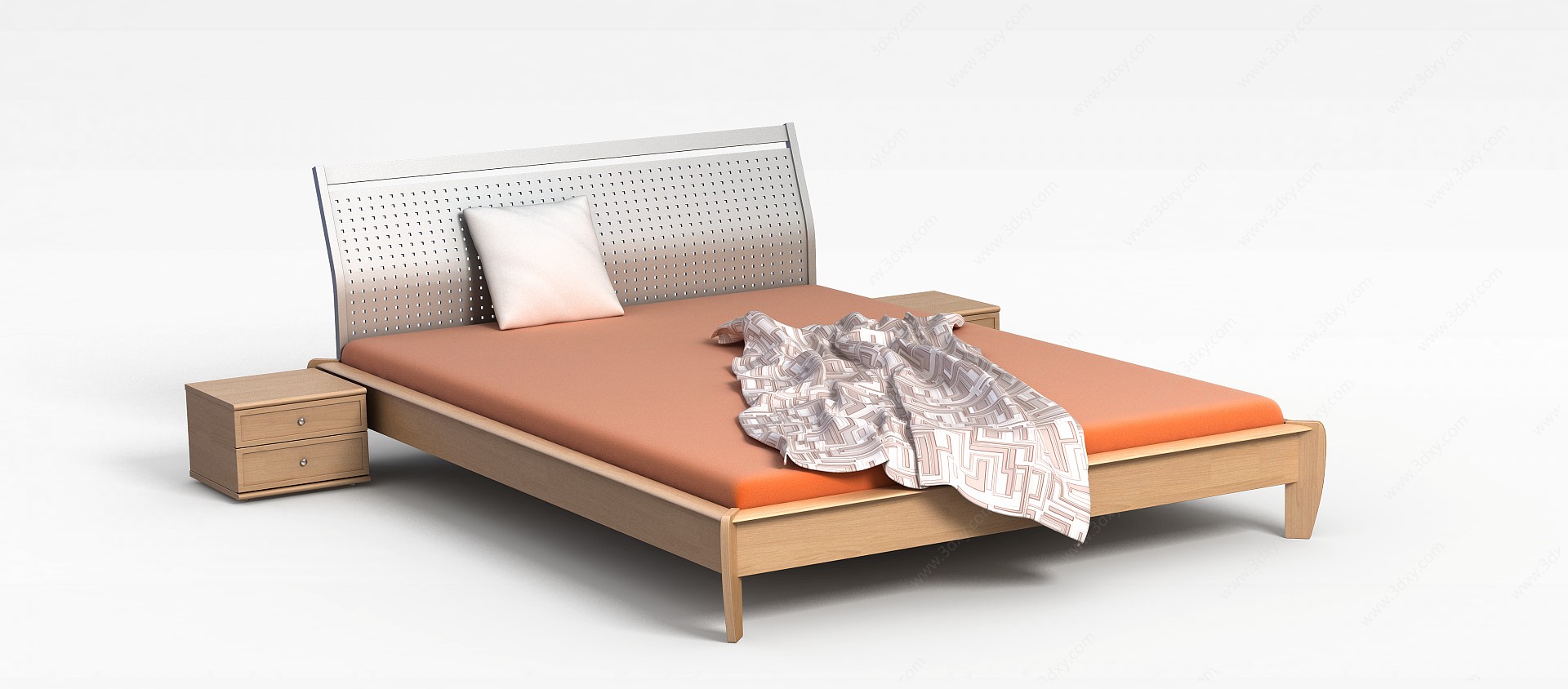 木制单人床3D模型