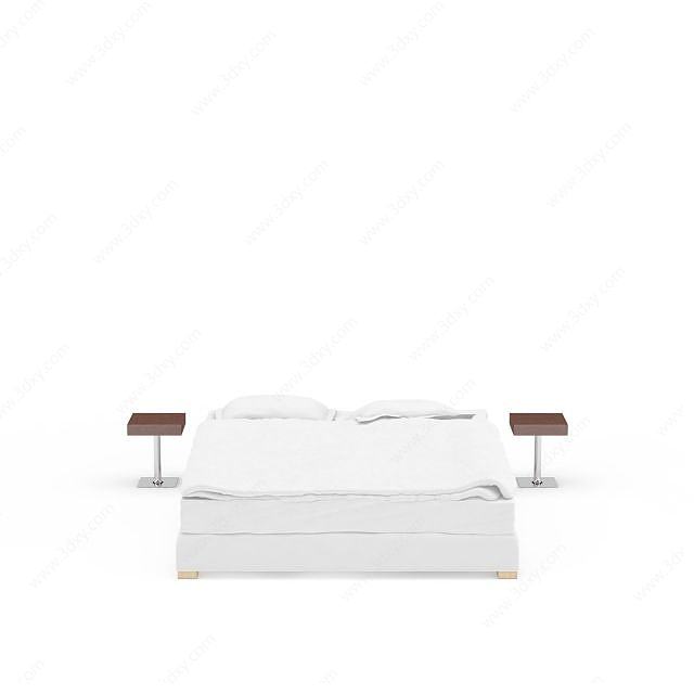 纯白色双人软床3D模型