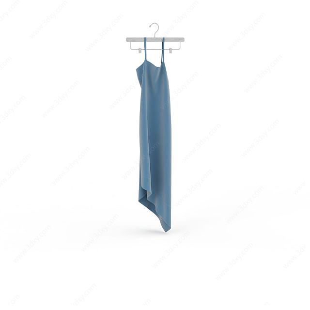 蓝色吊带礼服3D模型