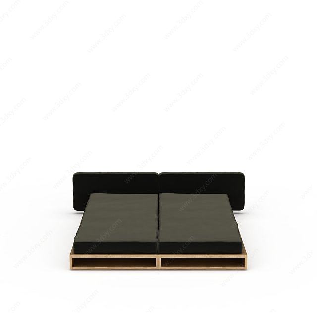 黑色日式地铺床3D模型