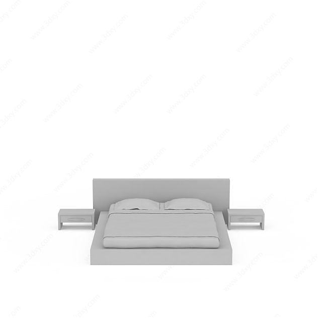 灰色地铺床3D模型
