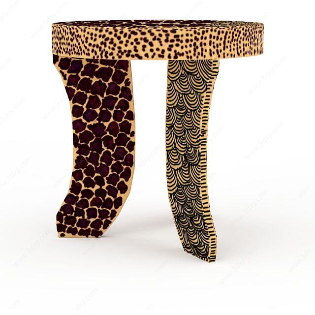 豹纹圆凳3D模型