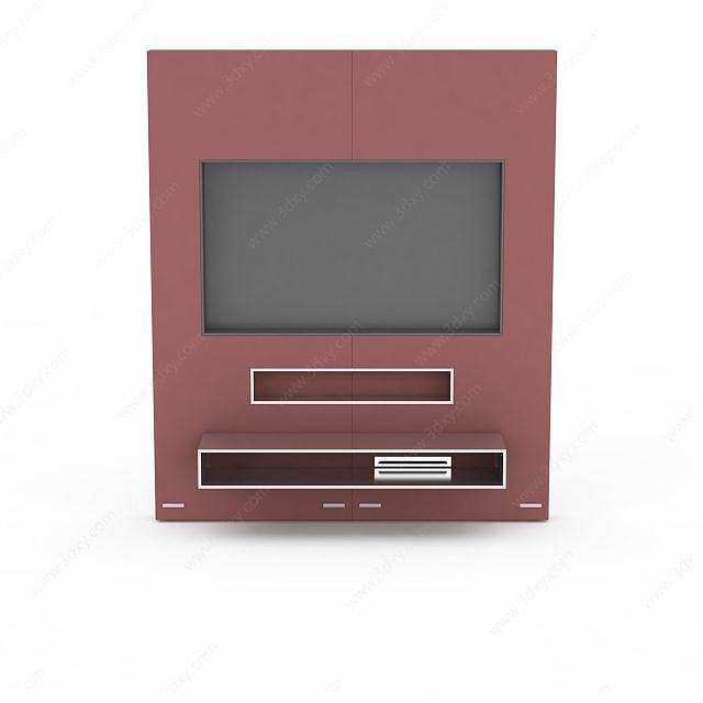 电视背景墙储物柜3D模型
