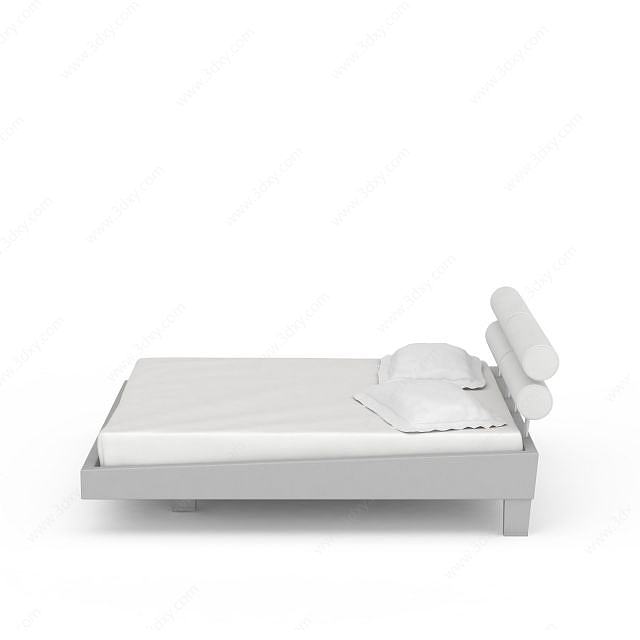 白色现代床3D模型