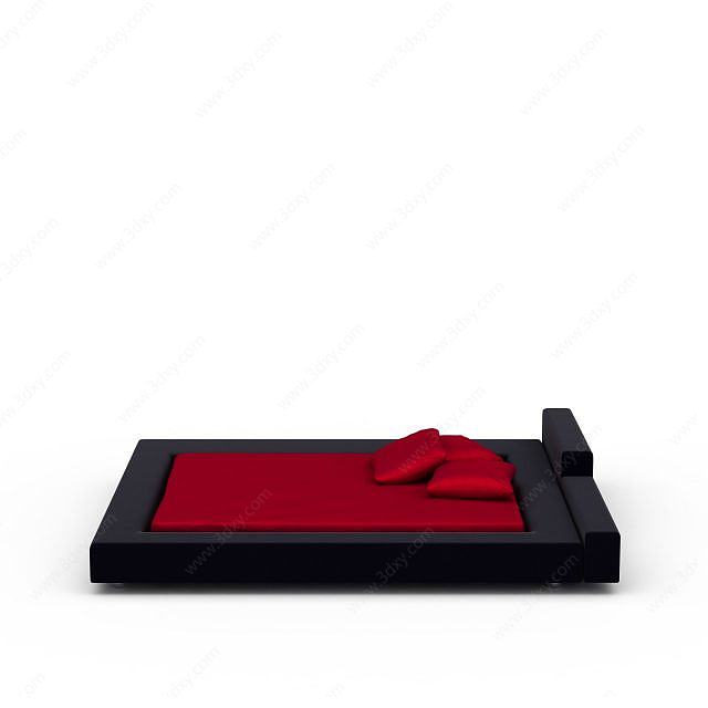 红色创意床3D模型
