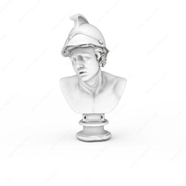 战士头像雕塑3D模型