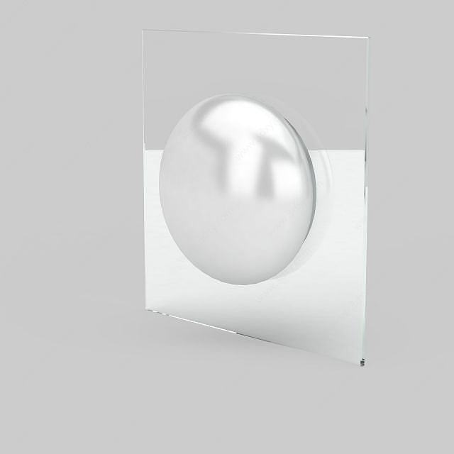 白色圆形灯3D模型