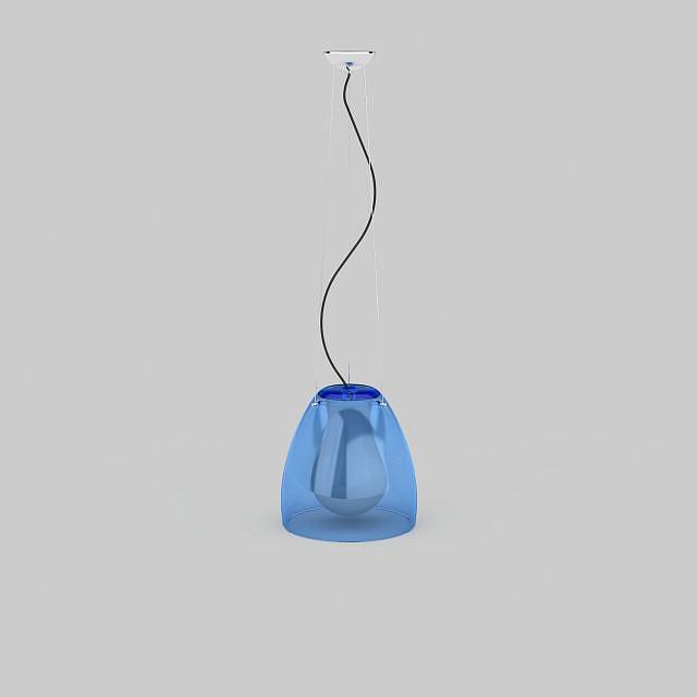 蓝色透明吊灯3D模型