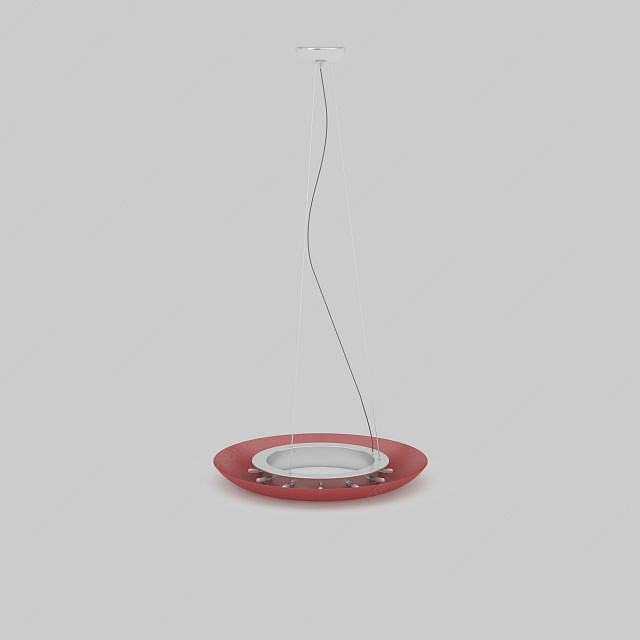 红色圆弧吊灯3D模型
