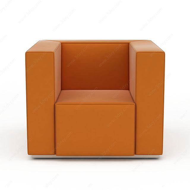 橘色方形沙发3D模型