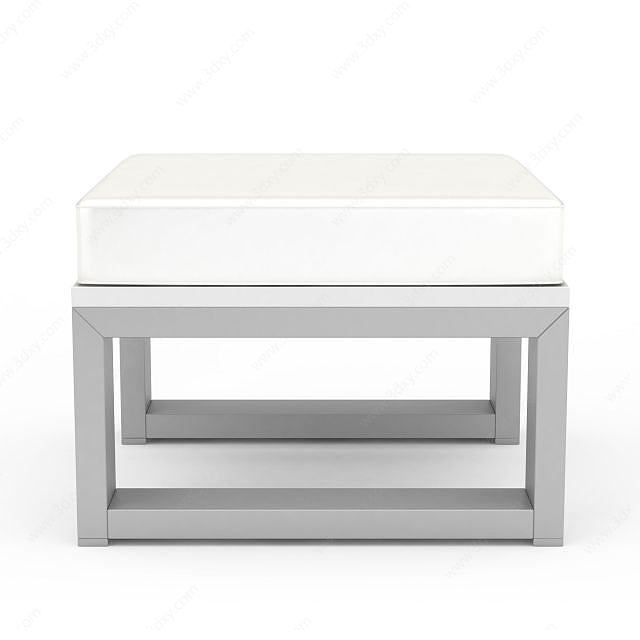 白色沙发凳3D模型