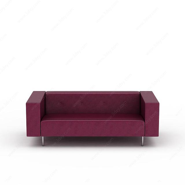 紫色皮质沙发3D模型