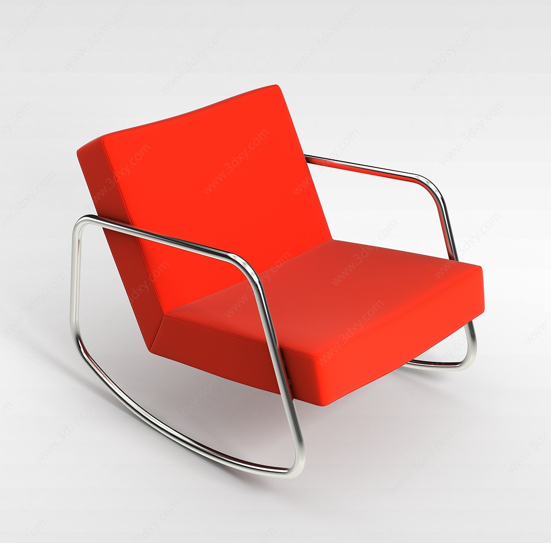 橘色简约椅子3D模型
